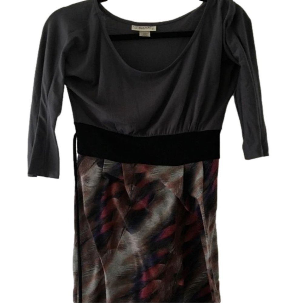 Belle Du Jour Gray 3/4th Long Sleeve Dress gray purple